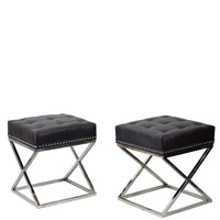 TimberTaste Pvc Vinayl Fabric Stainless Steel Stool Soft Cushioned Table.