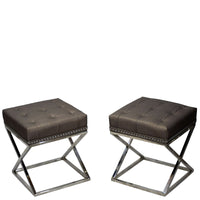 TimberTaste Pvc Vinayl Fabric Stainless Steel Stool Table Green Soft Cushioned.