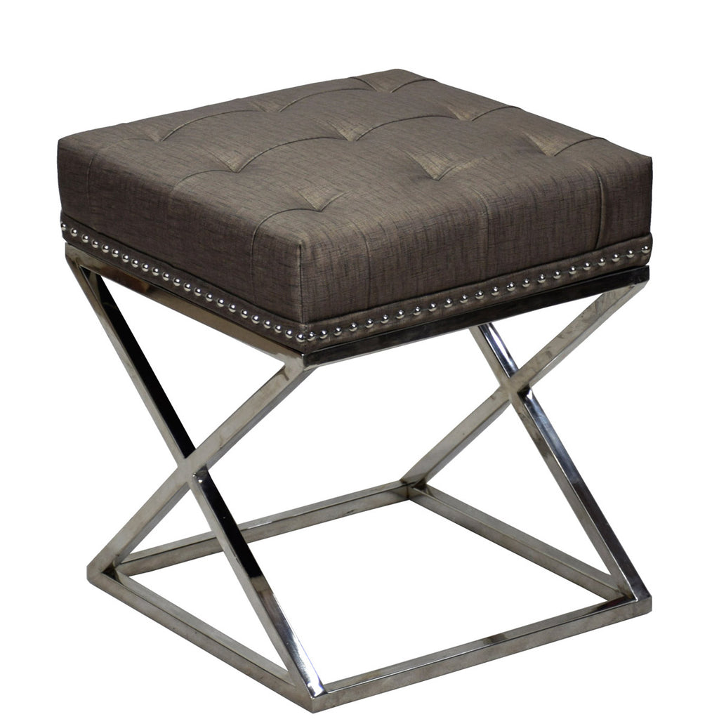 TimberTaste Pvc Vinayl Fabric Stainless Steel Stool Table Green Soft Cushioned.