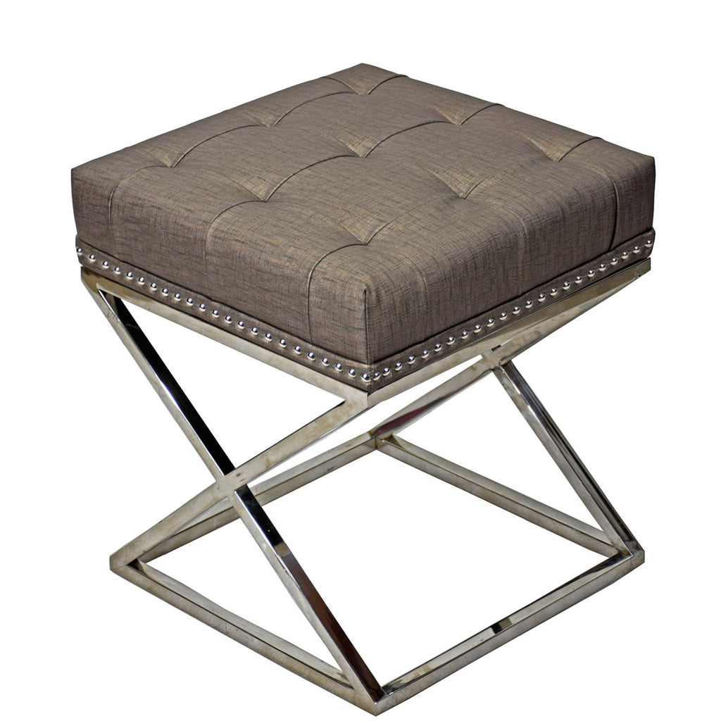 TimberTaste Pvc Vinayl Fabric Stainless Steel Stool Table Green Soft Cushioned.