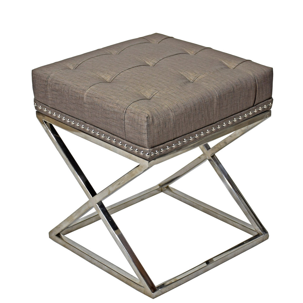 TimberTaste Pvc Vinayl Fabric Stainless Steel Stool Table Green Soft Cushioned.