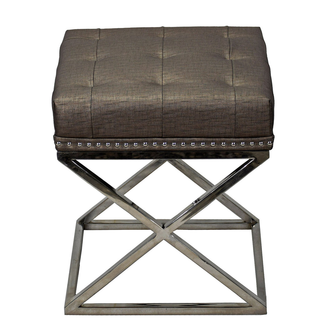 TimberTaste Pvc Vinayl Fabric Stainless Steel Stool Table Green Soft Cushioned.