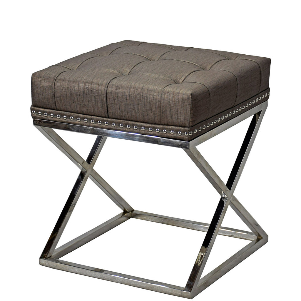 TimberTaste Pvc Vinayl Fabric Stainless Steel Stool Table Green Soft Cushioned.