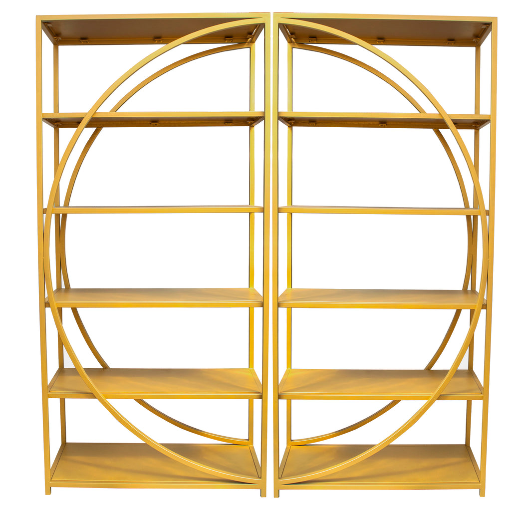 Timbertaste Metal  Purna Bookshelf Brass Finish With 6 Shelf Home Decor