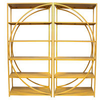 Timbertaste Metal  Purna Bookshelf Brass Finish With 6 Shelf Home Decor