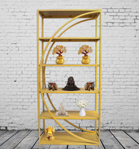 Timbertaste Metal  Ardha Bookshelf Brass Finish With 6 Shelf Home Decor