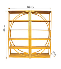 Timbertaste Metal  Purna Bookshelf Brass Finish With 6 Shelf Home Decor