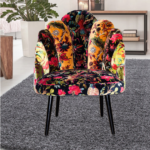 Peacock chair printed on micro velvet fabric