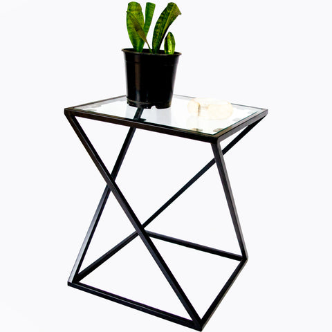 TimberTaste Metal Black Finish End Side Table Corner Table