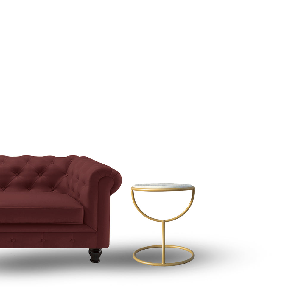 TimberTaste Hakuna Side Table with White Marble in Brass  Finish