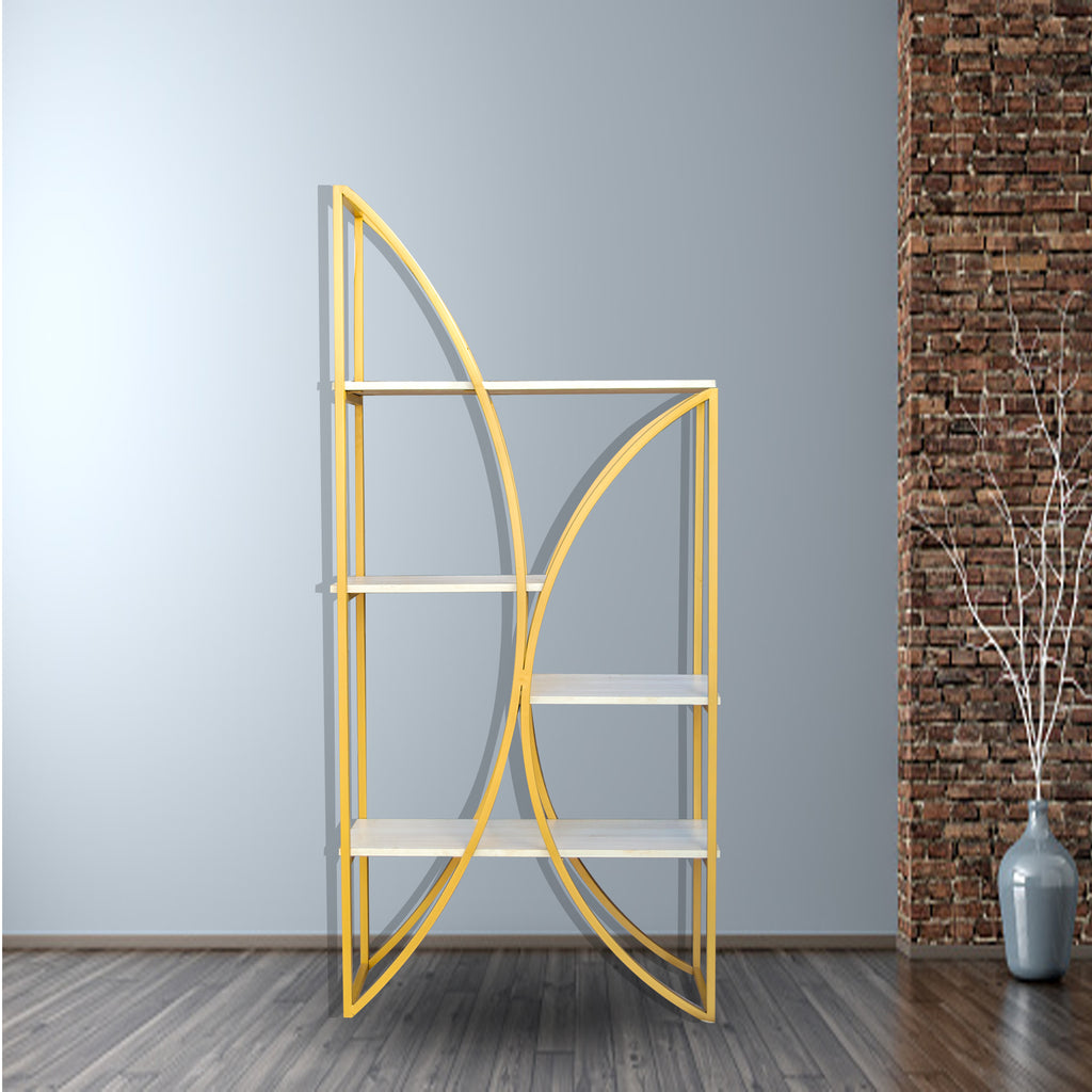 Timbertaste Metal Bookshelf Brass Finish With 6 Shelf Home Décor