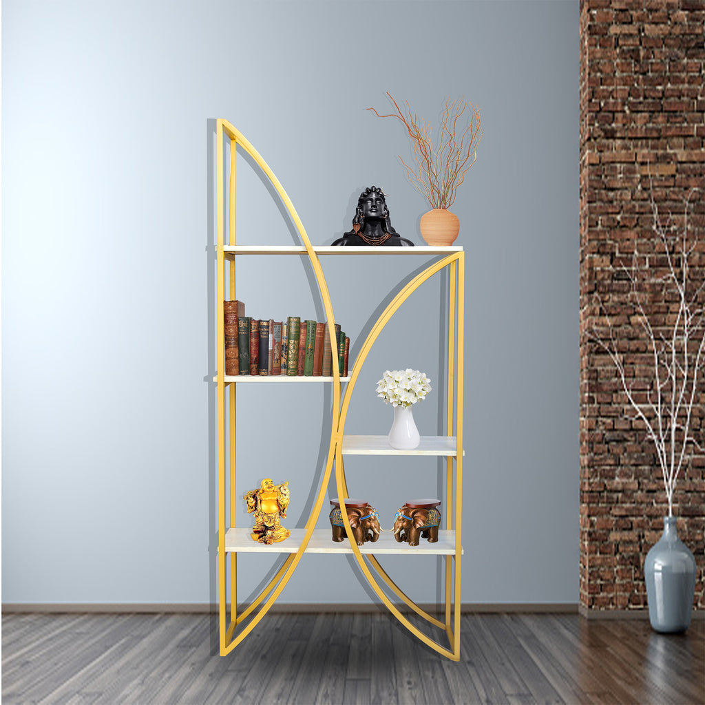 Timbertaste Metal Bookshelf Brass Finish With 6 Shelf Home D cor