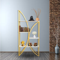 Timbertaste Metal Bookshelf Brass Finish With 6 Shelf Home Décor
